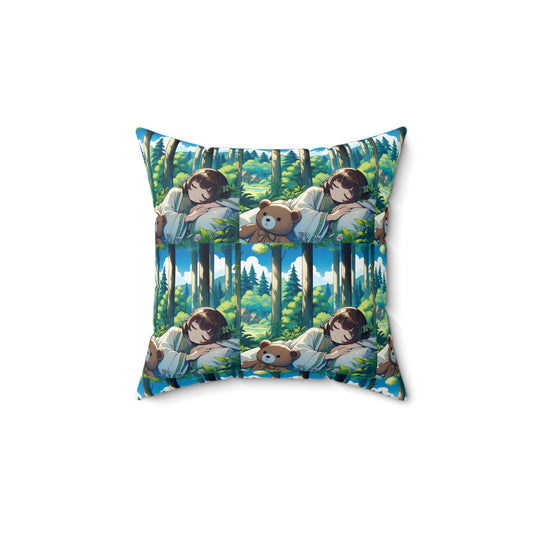Anime Girl in Woods Pillow
